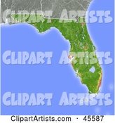 Shaded Relief Map of the State of Florida