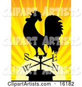 Silhouetted Rooster Crowing on a Weathervane at Sunrise
