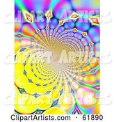 Spiraling Funky Background of Colorful Fractals on Yellow