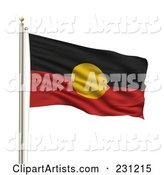 The Aboriginal Flag Waving on a Pole