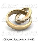 Two Entwined Golden Wedding or Engagement Bands