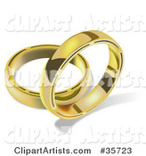 Two Golden Wedding Bands, One Standing Upright