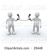 Two White People Holding Telephone Receivers Attached to the Same Cord, Symbolizing Long Distance, Local Calls and Customer Service