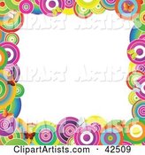 Vibrantly Colored Circle and Butterfly Frame Around a White Center