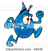 Water Drop Mascot Cartoon Character Running