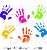 White Background of Colorful Hand Prints