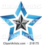 Abstract Blue and Black Star Logo Icon - 1