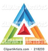 Abstract Blue, Green, Red and Orange Pyramid or Triangle Icon