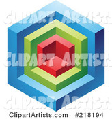Abstract Blue, Red and Green Cube Logo Icon