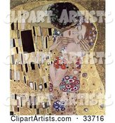 Abstract Couple Kissing and Embracing, Original Titled the Kiss by Gustav Klimt