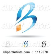 Abstract Letter B Icons with Shadows 4