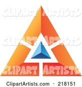 Abstract Orange Pyramid or Triangle Icon with a Blue Top