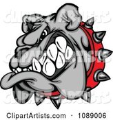 Aggressive Gray Bulldog Mascot Head