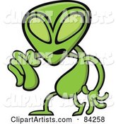 Angry Green Alien Pointing Outwards