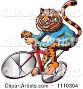 Athletic Tiger Cycling on a Bike