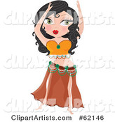 Attractive Belly Dancer Woman in Orange