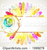 Background of a Floral Sphere with a Haltone Banner over Colorful Flower Petals