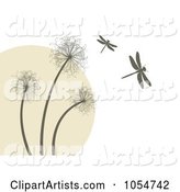 Background of Dragonflies and Dandelions