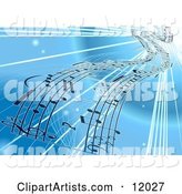 Background of Sheet Music over Blue