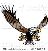 Bald Eagle Mascot Flying and Reaching with Claws