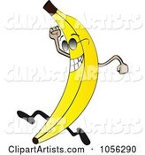 Banana Character Wearing Shades and Running