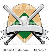 Baseball Bat Banner Field and Ball Logo 3