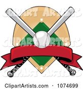 Baseball Bat Banner Field and Ball Logo 4
