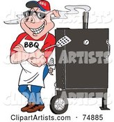 Bbq Pig Standing Against a Smoker