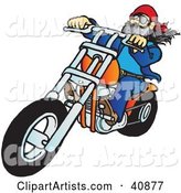 Biker Dude with a Beard, Riding His Orange Chopper