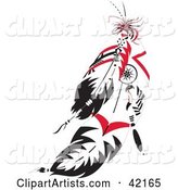 Black and Red Native American Feathers