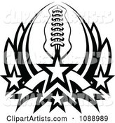 Black and White American Football with Stars Forming a Lotus