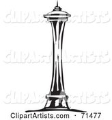 Black and White Carving Design of the Space Needle