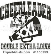 Black and White Cheerleader Xxl Double Extra Loud Text with a Pom Pom and Megaphone
