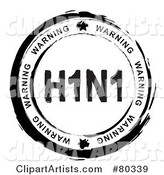 Black and White Circular Warning H1N1 Stamp