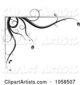 Black and White Ornate Floral Corner Border Design Element - 1