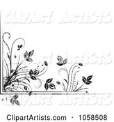 Black and White Ornate Floral Corner Border Design Element - 4