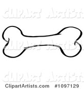 Black and White Outlined Dog Bone