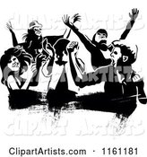 Black and White People Dancing over a Grunge Smear