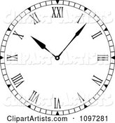 Black and White Roman Numeral Clock Face