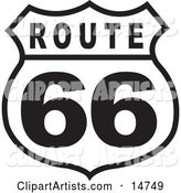 Black and White Route 66 Sign