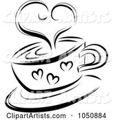 Black and White Sketched Heart over a Coffee Cup