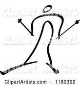 Black and White Stick Drawing of a Cross Country Skier