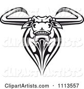 Black and White Tribal Texas Longhorn Steer Bull 1