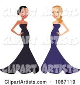 Black and White Women Posing in Formal Gowns