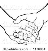 Black and White Young Hand Holding a Senior Hand