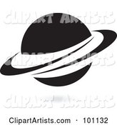 Black Ringed Planet Logo Icon