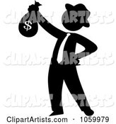 Black Silhouetted Philanthropist Businessman Holding a Money Bag