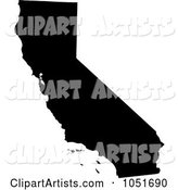 Black Silhouetted Shape of the State of California, United States