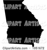 Black Silhouetted Shape of the State of Georgia, United States