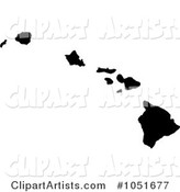 Black Silhouetted Shape of the State of Hawaii, United States